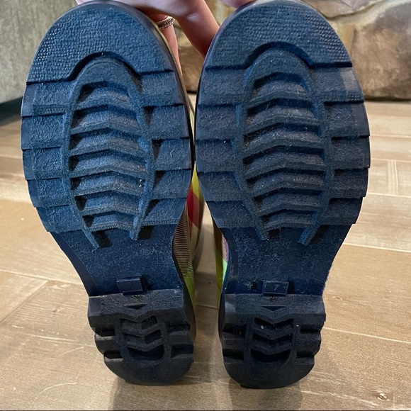 Multi Color Plaid Rain Boots - Picture 8 of 10